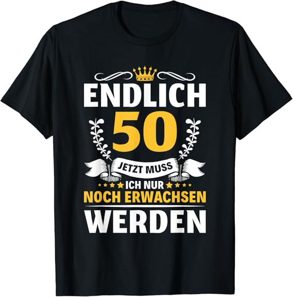 Endlich 50 Jahre Mann Frau Geschenk 50. Geburtstag TShirt Amazon.de Fashion